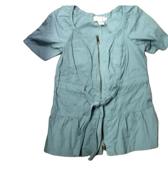 Soft Surroundings Tops - Soft Surroundings womens size small aqua blue short sleeve jacket